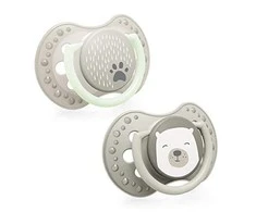 LOVI dinaminis silikoninis čiulptukas BUDDY BEAR, 6-18 mėn., 2 vnt., 22/865