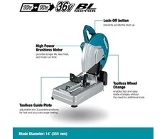Makita DLW140Z Abrazyvinis diskinis pjūklas, 355x25,4 mm, 102x194 mm, 2X18V, BL-motor