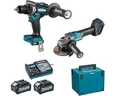 Makita DK0124G201 XGT Akumuliatorinių įrankių komplektas DF001G + GA005G + DC40RA + BL4040x2 + MAKPAC lagaminas (2 vnt Combo)