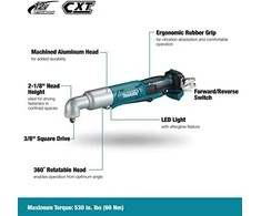 Makita TL065DZ Akumuliatorinis kampinis smūginis veržliasukis, 3/8", 12V MAX, 60 Nm, Be akumuliatorių ir kroviklio!
