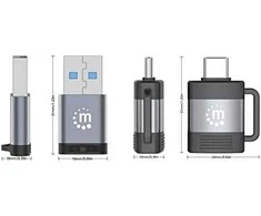MANHATTAN 2 dalių rinkinys: TYPE-C į USB-A ir USB-A į TYPE-C adapteriai, 356329