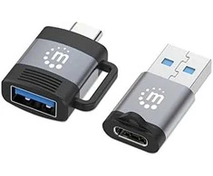 MANHATTAN 2 dalių rinkinys: TYPE-C į USB-A ir USB-A į TYPE-C adapteriai, 356329
