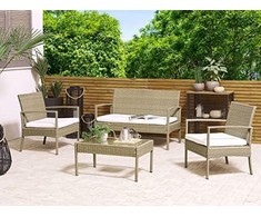 Beliani Shumee Rattan Garden rinkinys 4 asmuo šviesiai rudos spalvos MARSALA