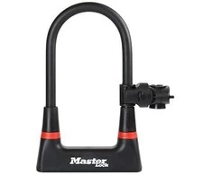 Masterlock MASTER LOCK Grūdinto plieno aukšto saugumo "U" formos dviračio spyna su 4 raktais (juoda)