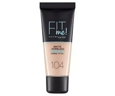 Maybelline Fit Me Matte &amp; Poreless 104 Soft Ivory Buteliams Skystis 30 ml