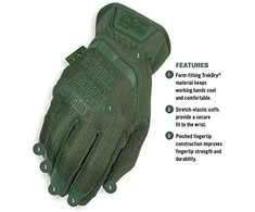 Mechanix Wear Pirštinės Mechanix FastFit® Olive Drab, žalios M dydis. Rauktas rankogalis, dirbtinė oda, TrekDry®