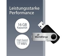 Pendrive MediaRange MR910-3 16GB Juodas, Sidabrinė