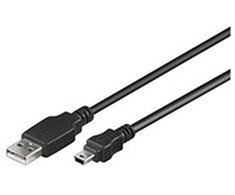 USB laidas MicroConnect USB-A - miniUSB 5 m juodas (USBMB55)