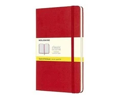 Užrašų knygutė Moleskine Classic 13x21cm, langeliais, kietu viršeliu, raudonos spalvos