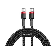 Dėklas Kabelis Baseus USB2.0 C-USB C kištukas 1 m, su nailoniniu šarvu Cafule, raudonas/juodas