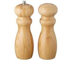 Excellent Houseware Bambukinė malūnėlis prieskonių, pipirų, druskos malimui, medinė druskinė, 2 vnt