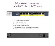 Šakotuvas NETGEAR jungiklis nevaldomas 8 prievadų Gigabit POE / POE +