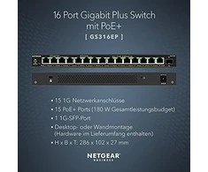 Šakotuvas NETGEAR 16PT GE Plus jungiklis su POE+