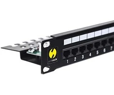 NETRACK 104-08 patch panel 19inch 24-jungtys kat. 6 UTP su lentyna