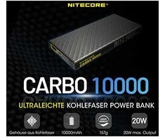 Nitecore 10000mAh anglies pluošto 20W išorinė baterija CARBO10000