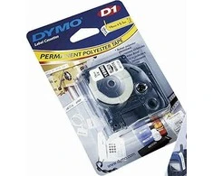 D1, žymėjimo juosta poliesteryje, 19 mm, juodas tekstas ant baltos juostos, 5,5 m DYMO / 16960