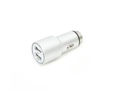 Omega automobilinis įkroviklis 2xUSB 2100mA Metalas, sidabras (43344)
