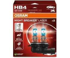 OSRAM Automobilinės lemputės NIGHT BREAKER LASER +150% HB4 51W 12V P22D (amerikietiškiems automobiliams) 2vnt