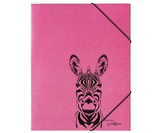 Aplankas dokumentams, sąsiuviniams PAGNA Zebra, A4, su gumele, rožinis