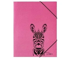 Aplankas dokumentams, sąsiuviniams PAGNA Zebra, A4, su gumele, rožinis