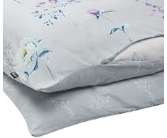 Patalynės komplektas Beliani Shumee Medvilnės patalynė su gėlėmis 155 x 220 cm mėlyna