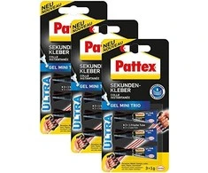 Pattex Sekundenkleber Mini-Trio Gel, 3 Tuben mit je 1g