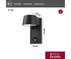 Paulmann Sieninis šviestuvas fasadinis šviestuvas PIR sensor 230V Wandl Cape 5W Juodas