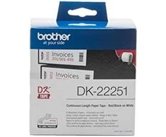 Brother Juosta Brother Nuolat popieriaus ritinys 62mm Juodas &amp; Raudona balta - DK22251 (1 vnt.)