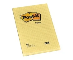 Lipnūs lapeliai Post-it, 102 x 152 mm, 100 lapelių, langeliais, geltona