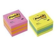3M Lipnių lapelių kubas Post-it Mini Lemon, 51 x 51 mm, 400 lapelių, įvairios spalvos