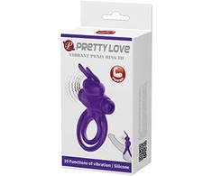 Pretty Love Vibrating Silicone Ring Bunny Design 10 Modes Juodas