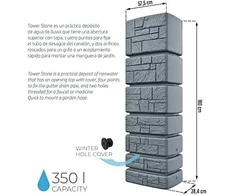 Prosperplast vandens talpa Tower Stone 350l pilka