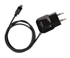 PURO mini kelioninis įkroviklis – nešiojamas sieninis įkroviklis su mikro USB laidu (juodas)