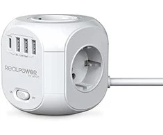 RealPower lizdo kubas PowerBox 431 + 3xUSB-A / 1xUSB-C