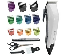 Remington Colourcut plaukų kirpimo mašinėlė HC5035 laidinė, įkraunama, Šiame 16 dalių rinkinyje yra 8 spalvų kreipiančiosios šukos, Baltas