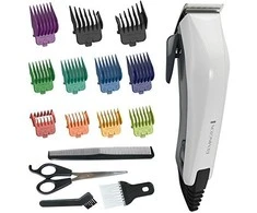 Remington Colourcut plaukų kirpimo mašinėlė HC5035 laidinė, įkraunama, Šiame 16 dalių rinkinyje yra 8 spalvų kreipiančiosios šukos, Baltas