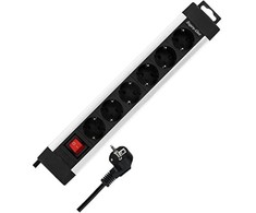 REV REV Outlet Strip 6-fold 2,4m Supraline w. switch sidabrinis
