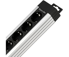 REV REV Outlet Strip 6-fold 2,4m Supraline w. switch sidabrinis