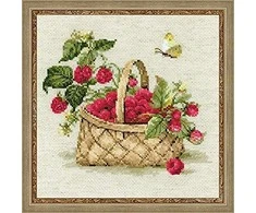 RIOLIS - Create It Yourself - Siuvinėjimo rinkinys „Krepšelis aviečių“ 1448 (30x30 cm)