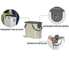 Atliekų Konteineris - ROTHO Albula 25L Technopolimeras su Pakabinimo Skylute Cappuccino