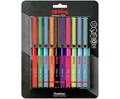 Parker Rotring Linner plonųjų rašiklių rinkinys 0,4 mm, 10 spalvų - 2166220