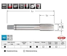 Rankinis sriegiklis RUKO MF DIN 2181 HSS MF9x1,0