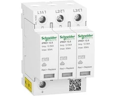 Schneider Electric Viršįtampių iškroviklis iPRD1 12.5R-T12-3 3 polių T1+T2 B+C 12.5kA su kontaktu A9L16382