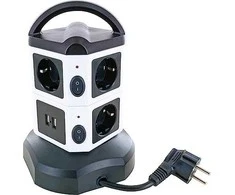 Schwaiger Steckdosentower 7 x Schuko + 2x USB 1,8m