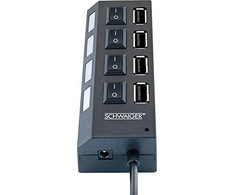 HUB USB Schwaiger Schwaiger USB Hub 4-fach 2.0A Buchse Passiv juodas
