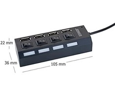 HUB USB Schwaiger Schwaiger USB Hub 4-fach 2.0A Buchse Passiv juodas