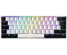 Sharkoon SKILLER SGK50 S4 žaidimų klaviatūra su raudonais jungikliais - 60% išdėstymas, raudoni hot-swap jungikliai, RGB apšvietimas, QWERTZ išdėstymas, baltas-juodas