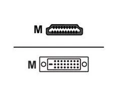 Sharkoon 1m - HDMI/DVI-D - 1 m - HDMI - DVI-D - Male - Male - 1920 x 1080 pikselių