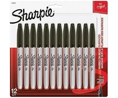 Sharpie - Permanentinis žymeklis, plonas, juodas, 12 lizdinių plokštelių (1996111)