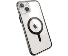 Speck Presidio Perfect-Clear su smūgio geometrija + MagSafe – iPhone 15 Plus / 14 Plus dėklas su MICROBAN danga (skaidrus / juodas)